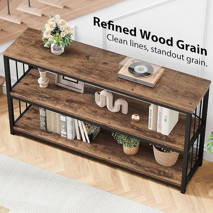 LVB Industrial Console Entryway Table, Metal Wood Rustic Sofa Table - Image 8