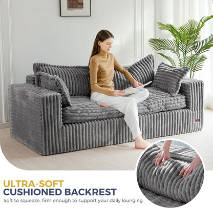 MAXYOYO 76" Bean Bag Sofa Couch, Loveseat Boneless Couch in a Box, Upholstered - Image 8