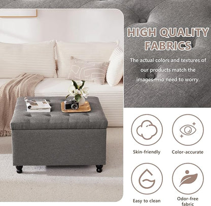 Weture 30 Inch Large Square Storage Ottoman Coffee Table, Oversized Square - Image 6