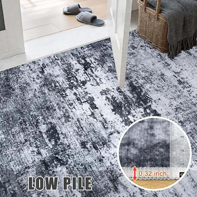 4x4 Area Rug Living Room Rug: Washable Modern Abstract Soft Thin Rug Indoor - Image 7