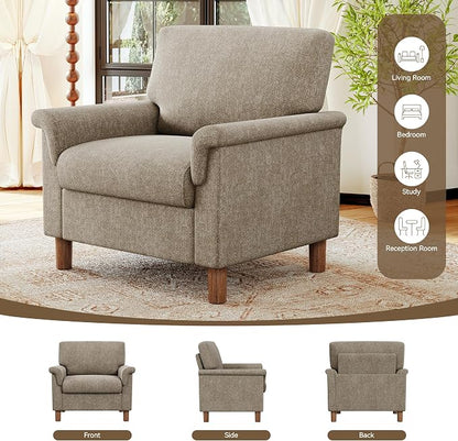 Mid Century Modern Accent Chair, Chenille Comfy Living Room Arm Chairs - Image 9