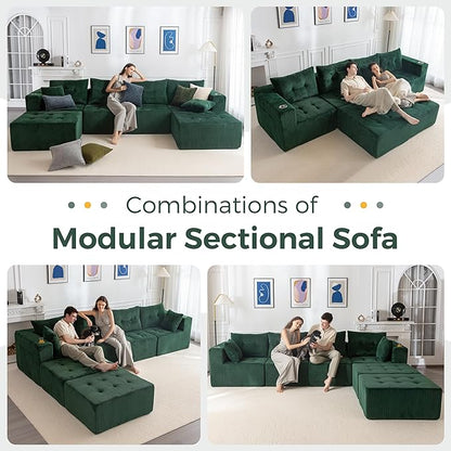 MAXYOYO 129.5" Modular Sectional Sofa Couch, U Shaped Modern Cloud Couch - Image 4