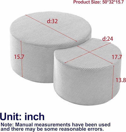 49.7'' Foam Round Nesting Coffee Table Set of 2, Modern Upholstered Side End - Image 2