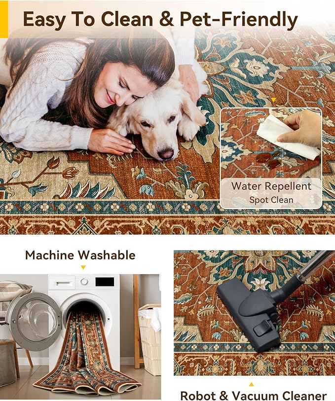 RELEANY Area Rugs 2'x8' Runner Rug Non Slip Washable - Image 4