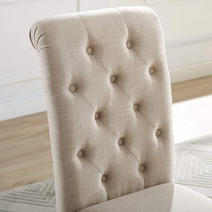 Roundhill Furniture Leviton Solid Wood Tufted Parsons Dining Chairs - Image 7