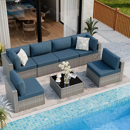 Shintenchi 7 Pieces Outdoor Patio Furniture Sets, Patio Sectional Sofa Couch - Image 7