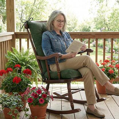 Lokex Rocking Chair Cushion Only, Tufted Non-Slip Comfortable Rocking Chair - Image 3