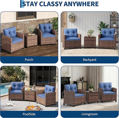 3-Piece Patio Furniture Set, Outdoor PE Rattan Chair - Image 6