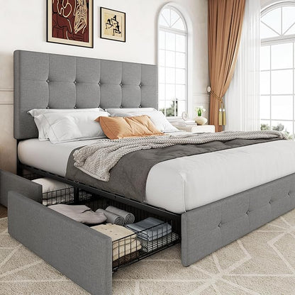 Allewie Upholstered Queen Size Platform Bed Frame by Allewie