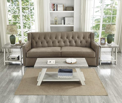 Roundhill Furniture Athens Contemporary 3-Piece Wood Shelf Coffee Table Set - Image 2