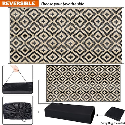 SAND MINE Waterproof Outdoor Rug 9x18 ft, Plastic Reversible Rug, Modern Area - Image 4