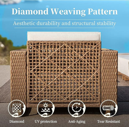 SUNSHINE VALLEY 2 Pieces Patio Furniture Set, Outdoor Rattan Wicker Armchairs - Image 4