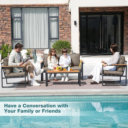 Patio Furniture Set, 4 Pieces Outdoor Patio Furniture - Image 3