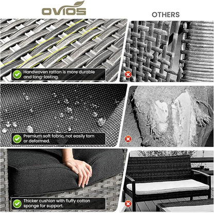 ovios 5-Piece Patio Furniture Set, Outdoor Wicker Sofa - Image 8