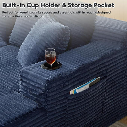 125 Inch Modular Sectional Sofa, Cloud Couch Oversized U Shaped Corduroy Sofa - Image 4