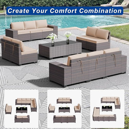 Outdoor Patio Furniture Set, 12 Pieces Outdoor Sectional Furniture High - Image 8