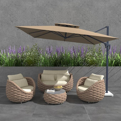 TWT Outdoor Patio Furniture Set-5 Pieces Aluminum Sectional Sofa, Metal Patio - Image 7