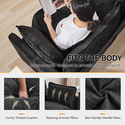 76'' Cloud Deep Seat Loveseat, Upholstered Chenille Modular 2-Seats Sectional - Image 4