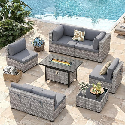 6-Seat Modern Outdoor Wicker Rattan Patio Furniture Set - Image 2