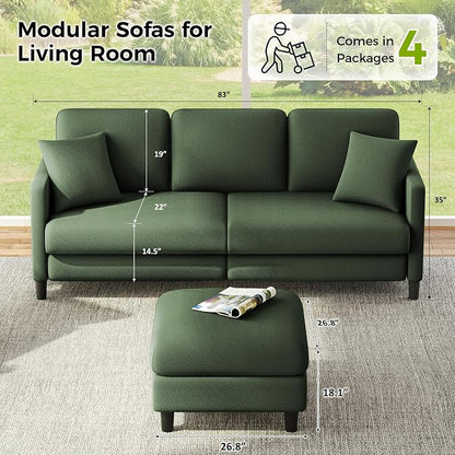 Welzona 83" Couches for Living Room, Teddy Sofa Couch - Image 2