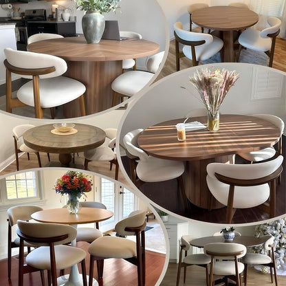 COLAMY Wooden Dining Chairs Set of 4, Modern Fabric Upholstered Kitchen Side - Image 3