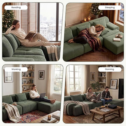 GRUSIGN 108'' Modular Sectional Boneless Sofa, Tufted Sectional Couches - Image 5