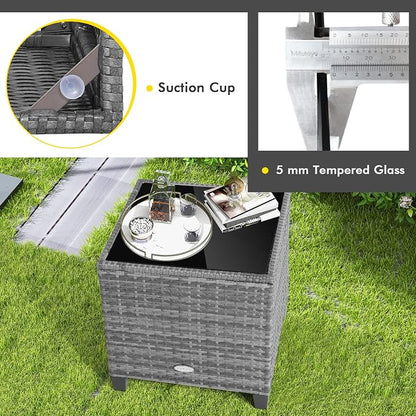 HAPPYGRILL 3 Pieces Patio Conversation Set, Outdoor Furniture Set PE Rattan - Image 5