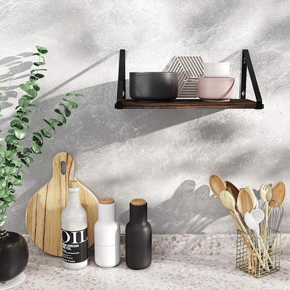 BAMEOS Floating Shelves Rustic Wood Wall Shelf Wall Mounted Shelves - Image 2