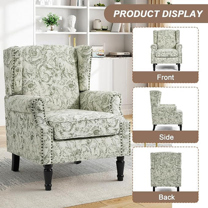 Pia Ricco High Back Floral Accent Chair - Image 3