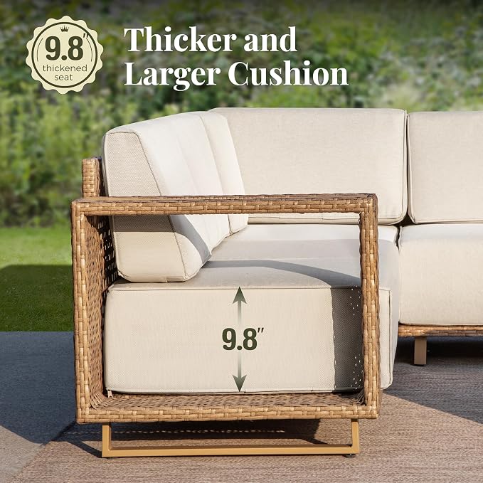 MIXPATIO Patio Furniture Set, 4 Piece Outdoor Wicker Sofa Couch, Deep Seating - Image 2