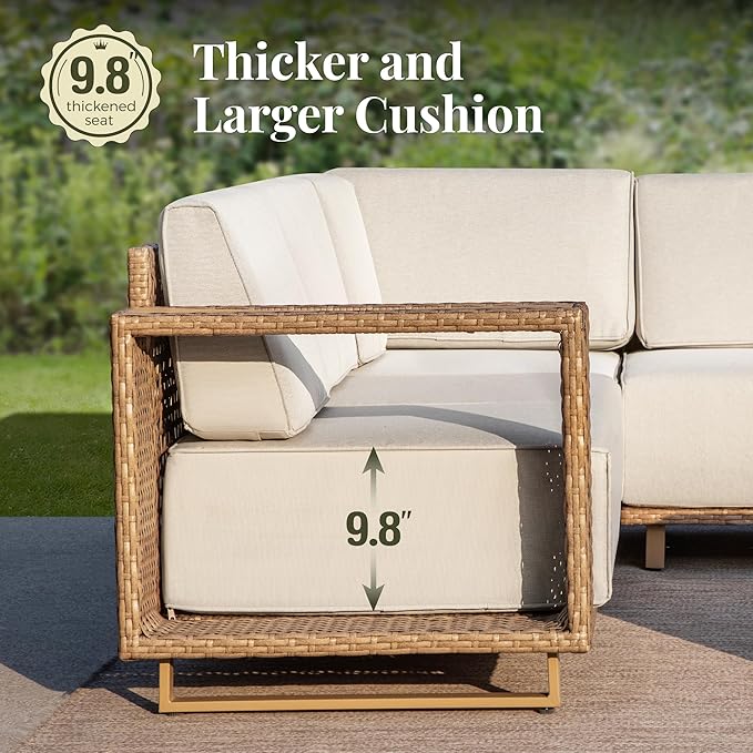 MIXPATIO Patio Sectional Furniture Set, 6 Piece Outdoor Wicker Sofa Patio Couch - Image 2