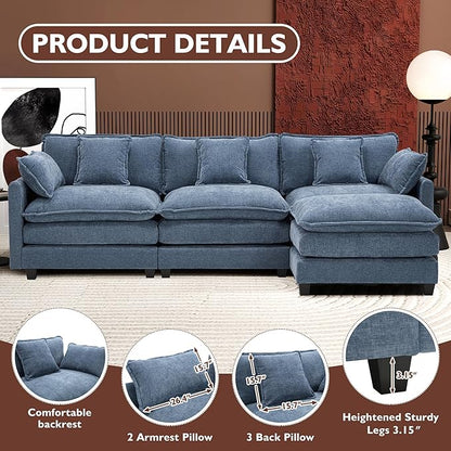 Ihanherry 111.4" L Shaped Cloud Sofa - Image 4