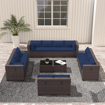Outdoor Patio Furniture Set, 14 Pieces Outdoor Sectional Furniture Patio Sofa - Image 8
