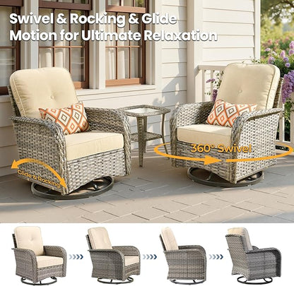 5 Pieces Wicker Patio Furniture Set, High Back Swivel Rocker Chairs Outdoor - Image 3