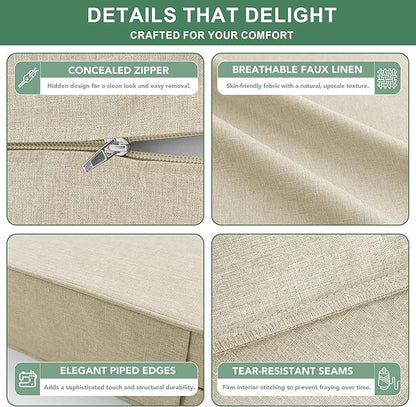 Summsun Patio Chair Cushions Set of 2, Faux Linen Outdoor Furniture Cushions - Image 5