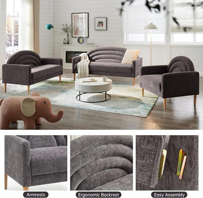 63" Small Loveseat Sofa for Small Spaces, Mid Century Modern Sofa, Linen - Image 8