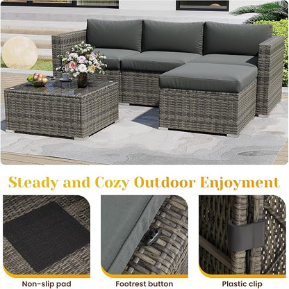May in Color 5 Piece Outdoor Patio Sectional Furniture Set, Weather Resistant - Image 7