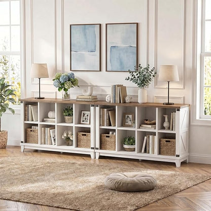 EnHomee 8-Cube Storage Organizer, Farmhouse Bookshelf, Display Shelf - Image 4