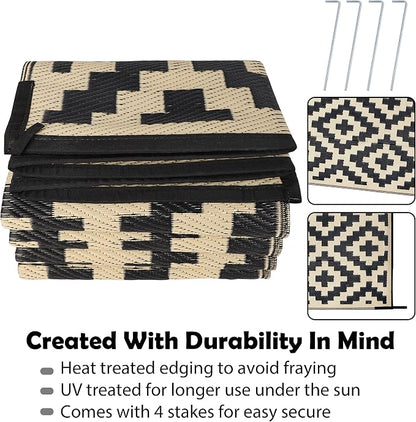 SAND MINE Reversible Mats, Plastic Straw Rug, Modern Area Rug, Large Floor Mat - Image 3