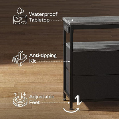 Huuger LED TV Stand for Bedroom, 55 Inch Fabric Dresser - Image 8