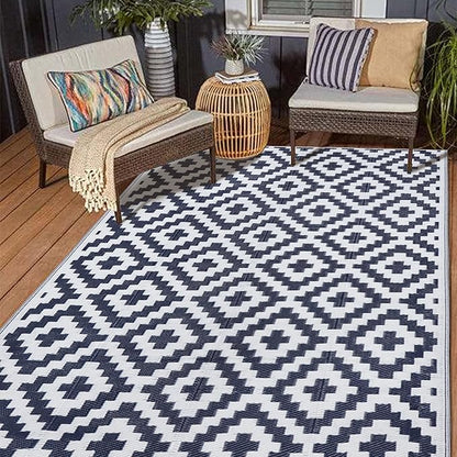 SAND MINE Reversible Mats, Plastic Straw Rug, Modern Area Rug, Large Floor Mat by SANDMIND