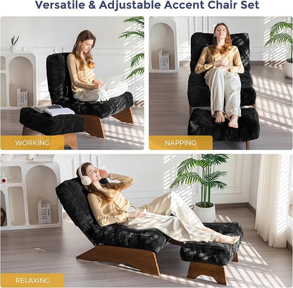 MAXYOYO Accent Chair with Ottoman Adjustable Backrest, Tufted Living Room Chair - Image 3
