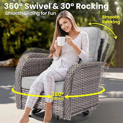 ovios 8 Pieces Patio Furniture Set, Outdoor Wicker Sofa Couch - Image 2