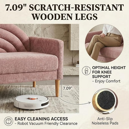 63" Small Loveseat Sofa for Small Spaces, Mid Century Modern Sofa, Linen - Image 7
