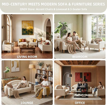 49" Small Loveseat Sofa for Small Spaces, Mid Century Modern Sofa, Linen - Image 6