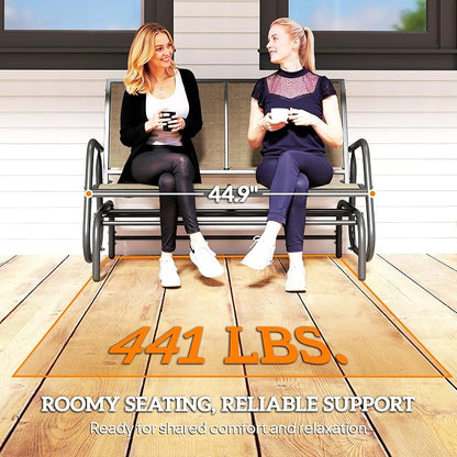 Outsunny 2-Person Outdoor Glider Bench, Patio Double Swing Rocking Chair - Image 7