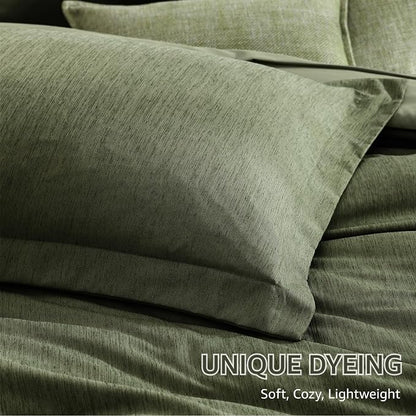Monbix King Size Comforter Set, Olive Green King Bed Set Reversible, King Size - Image 7