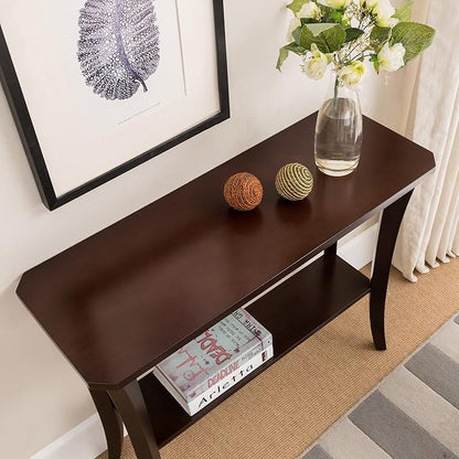 Leick Home Boa Console Table, Solid Wood, Bottom Display Shelf, Narrow Depth - Image 2