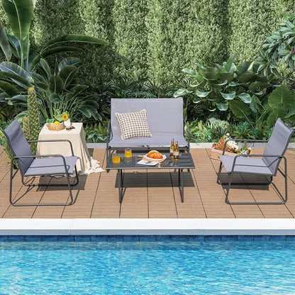 Tangkula 4 Pieces Patio Furniture Set, Outdoor Conversation Set - Image 2