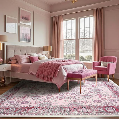 Area Rugs for Living Room, Washable 5x7 Area Rug for Bedroom, Floral Non-Slip - Image 6